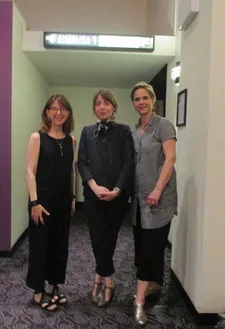 Zeva Oelbaum, Anne-Katrin Titze and Sabine Krayenbühl on the opening night for Letters From Baghdad in New York